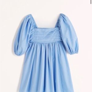 Abercrombie NWT Blue Ruched Bodice Puff Sleeve Dress XXS